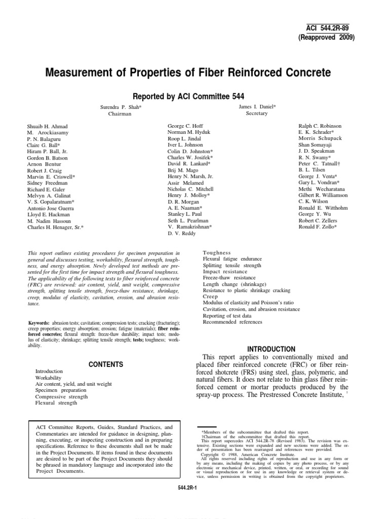 ACI Measurement of Properties of Fiber Reinforced Concrete PDF