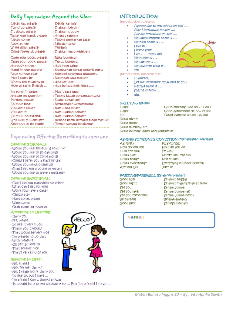 Materi B Inggris Kelas 5 Sem 1