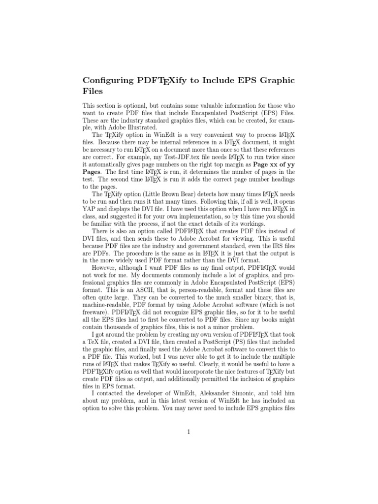 Configuring WinEdt PDFTEXify To Include EPS Graphic | PDF.