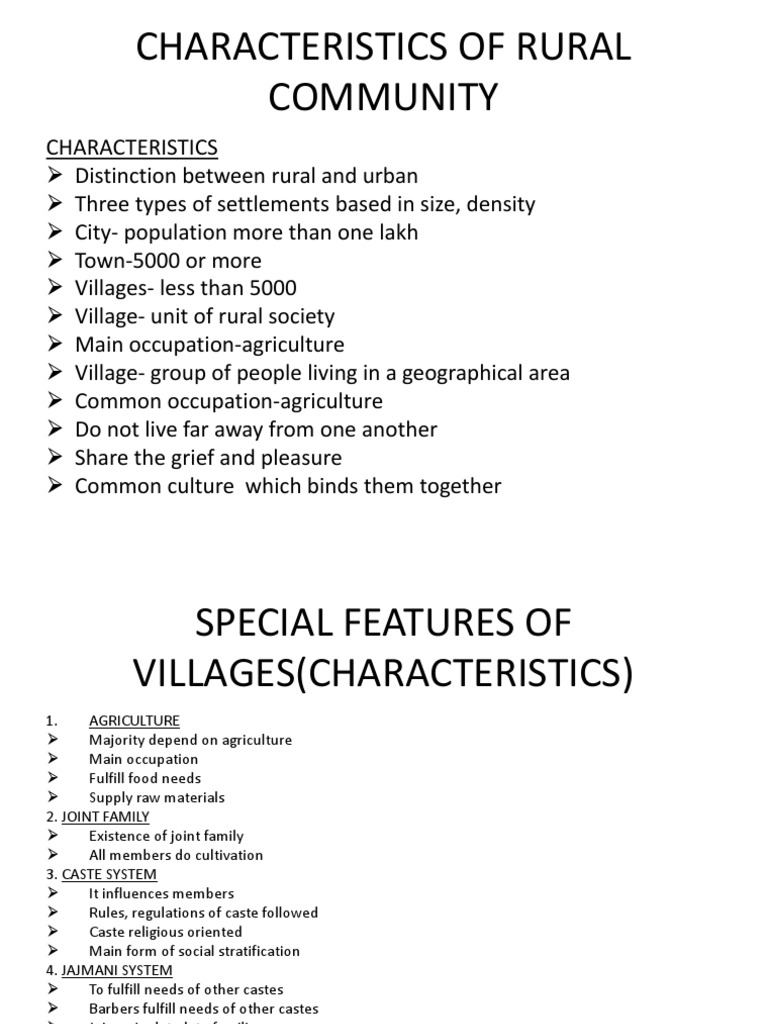 Characteristics of Rural Communities | PDF | Caste | Village