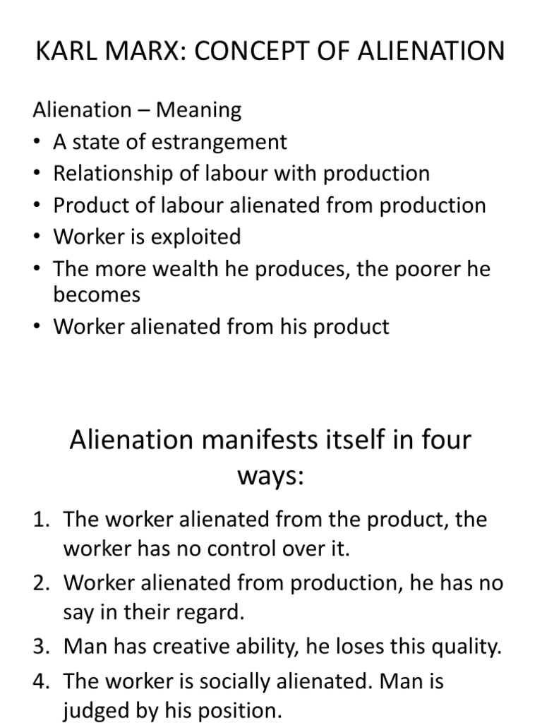 KARL MARX - Alienation | PDF | Marx's Theory Of Alienation | Marxist Theory