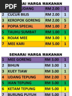 Senarai Harga Bazar Ramadan