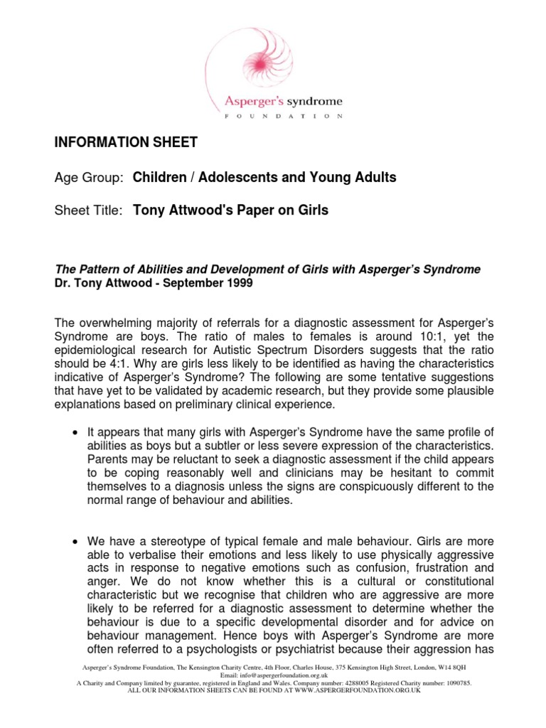 Aspergers in Girls and Women | PDF | Asperger Syndrome | Autism Spectrum