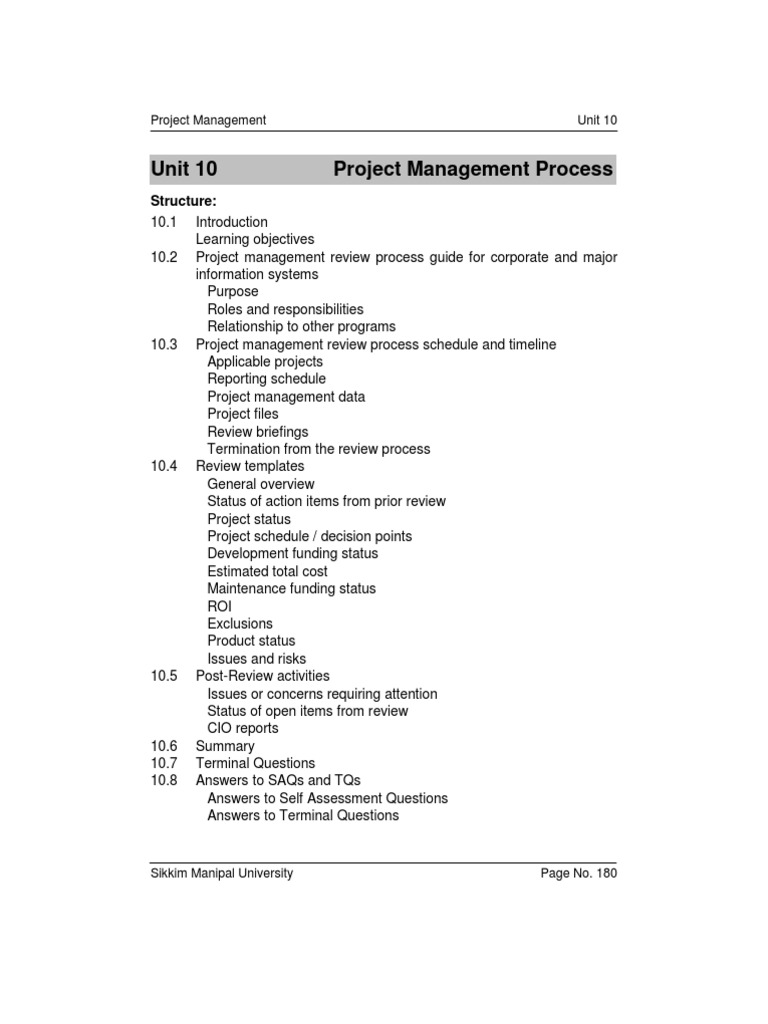 Unit 10 Project Management Process: Structure | PDF | Project ...