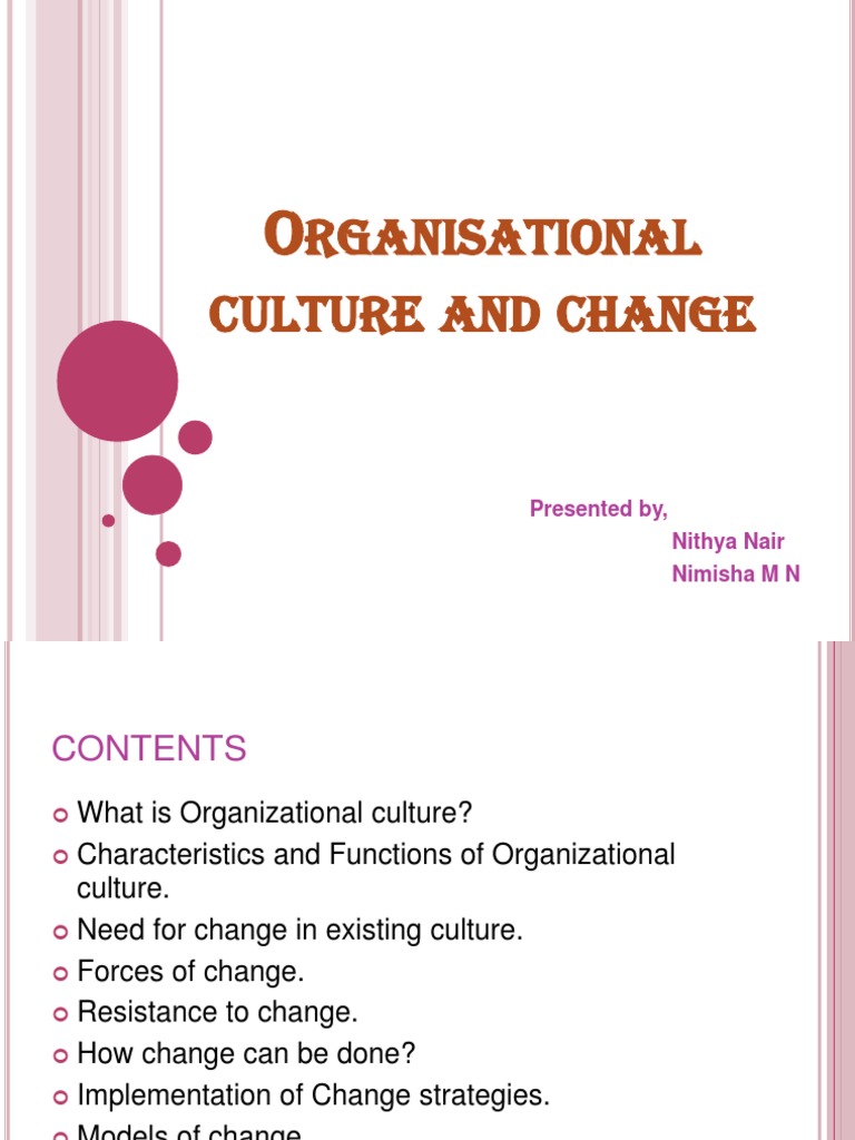 Organizational Culture and Change Management | PDF | Organizational ...