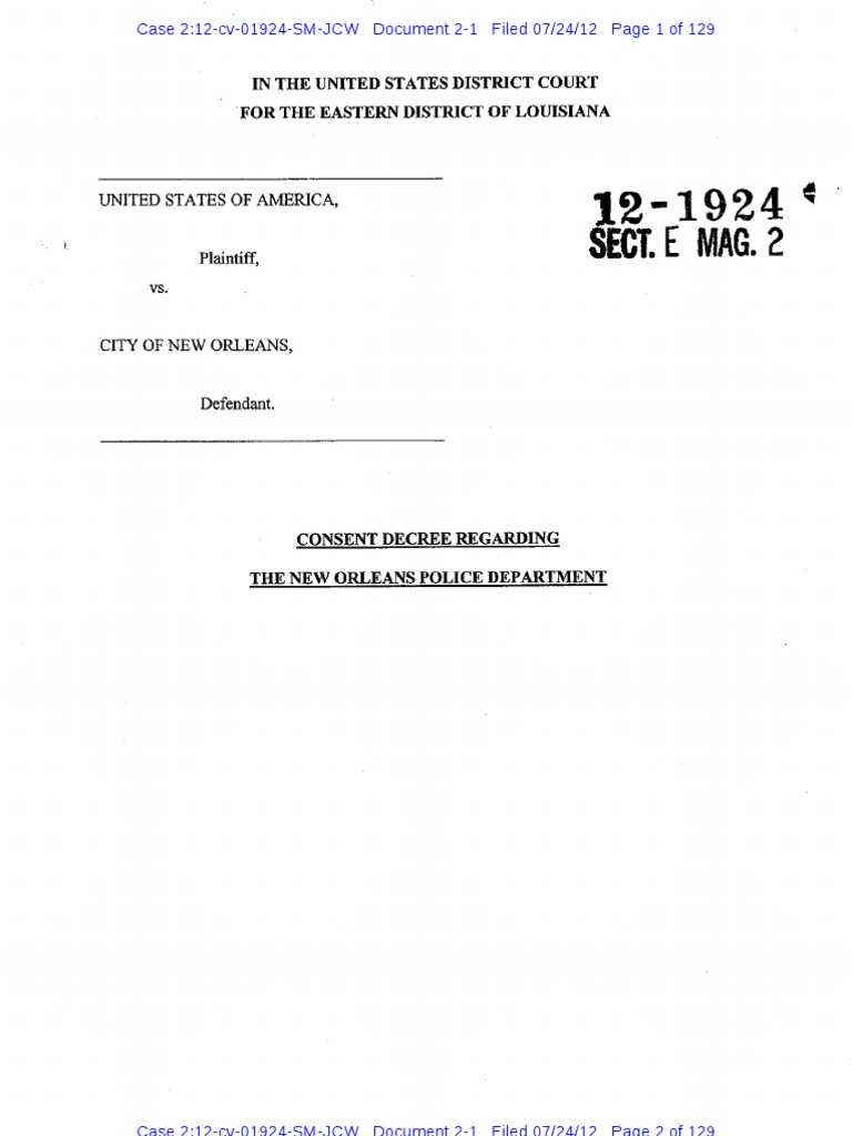 DOJ NOPD Consent Decree 7-24-12 | PDF | Criminal Law | Common Law