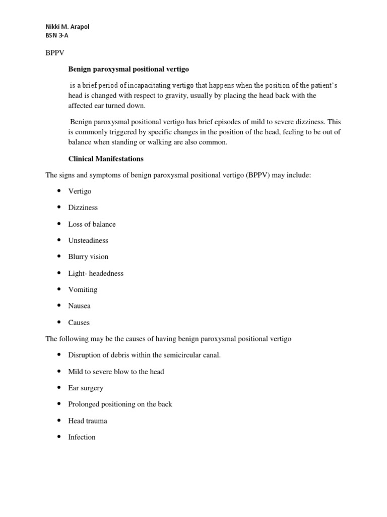 BPPV | PDF | Vertigo | Human Head And Neck