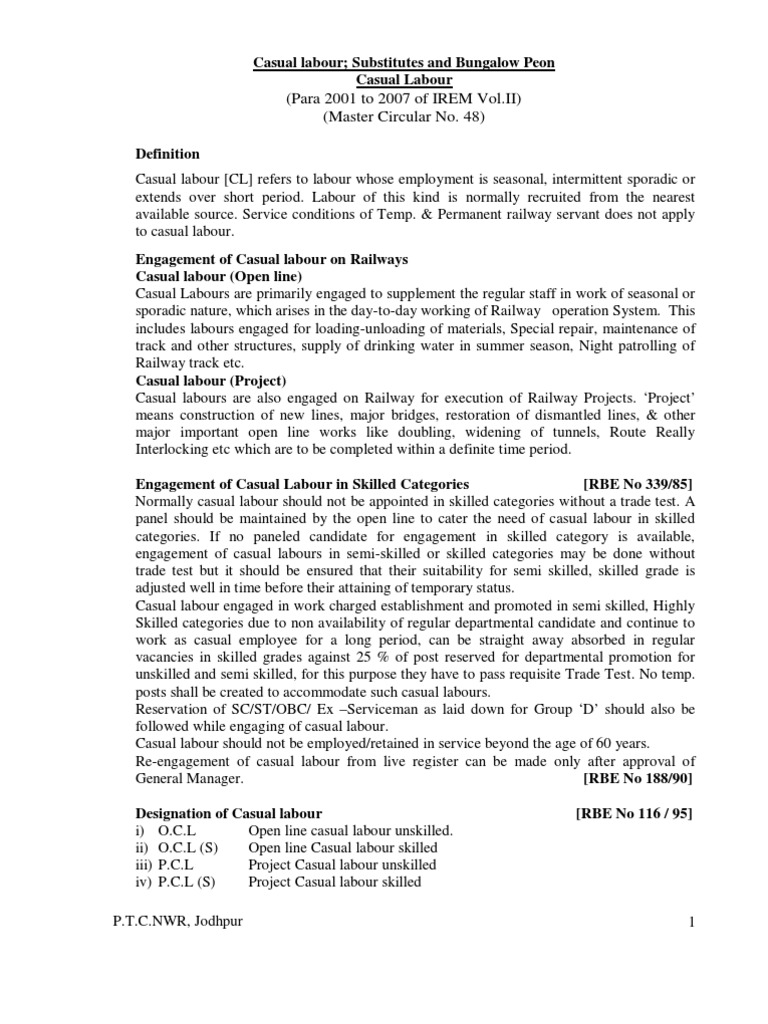 Casual Labour Temporary Work Pension