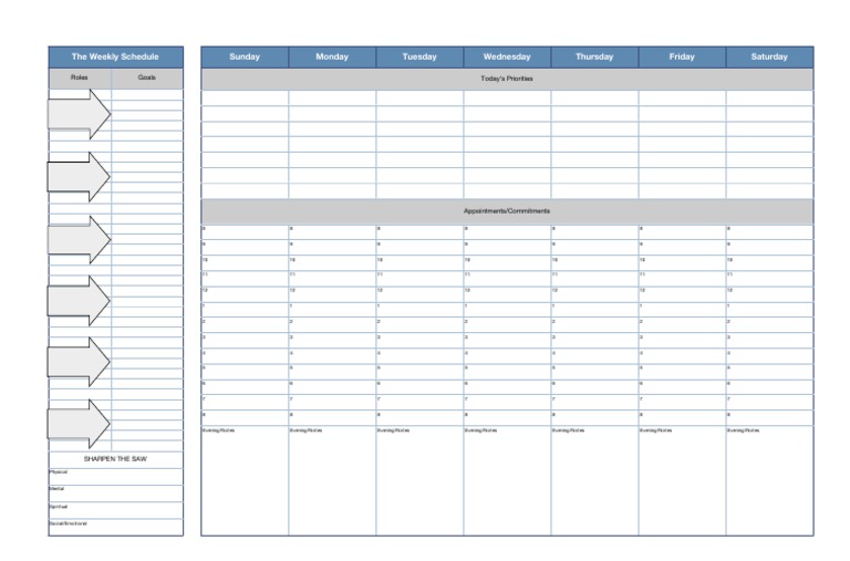 Weekly Planner Template: 7 Habits | PDF