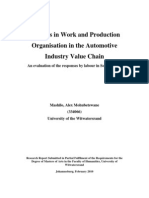 Changes in the Automotive Industry: A Study of South African Labour Responses