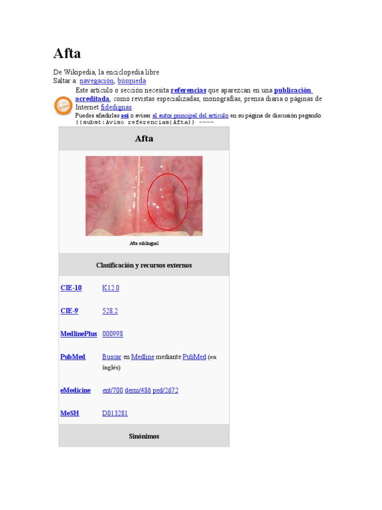 Afta | PDF | Medicina | Medicina CLINICA