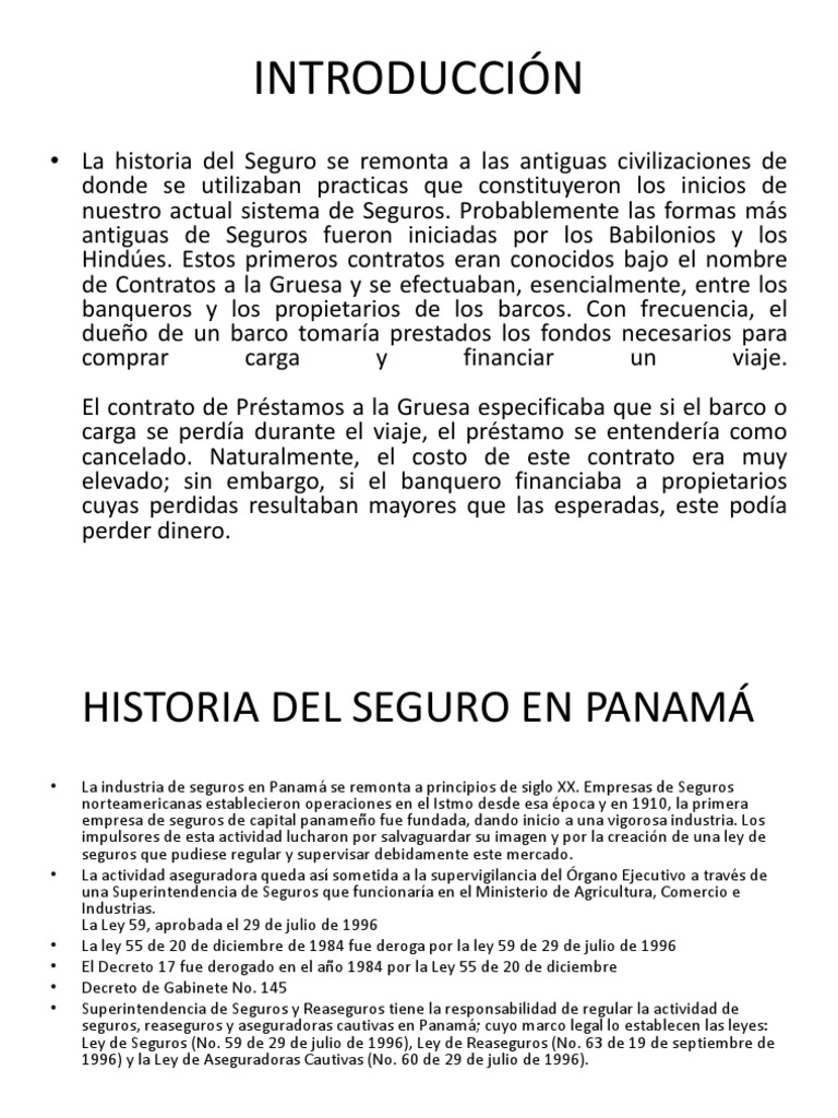 Historia y Regulación de Seguros en Panamá | PDF | Panamá | Seguro