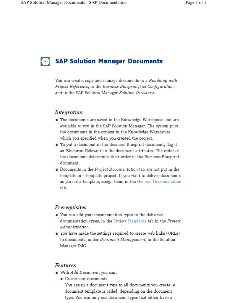 SAP Solution Manager Documents | PDF