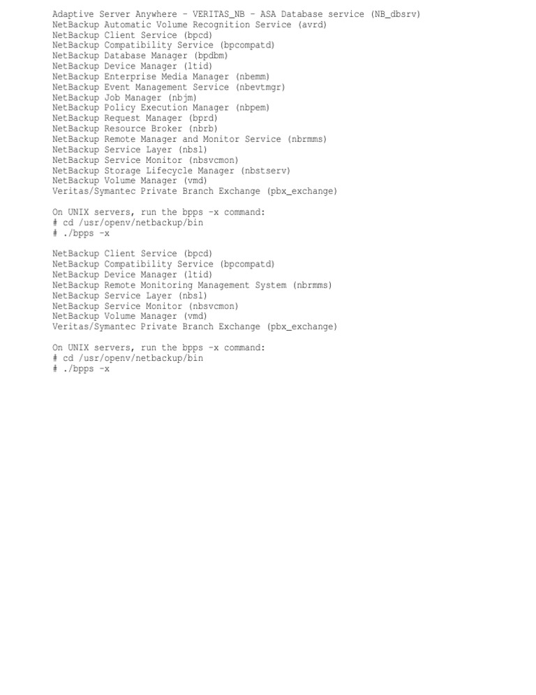 NetBackup Services Overview and Commands | PDF | Server (Computing ...