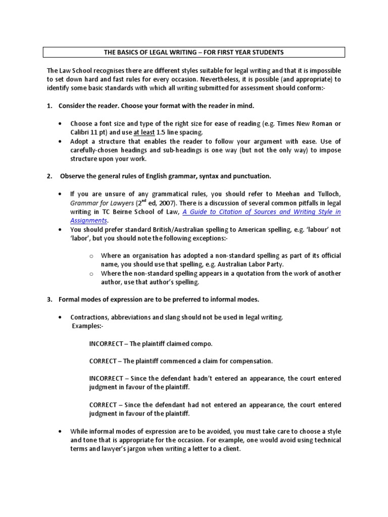 The Basics of Legal Writing Citation Plagiarism Free