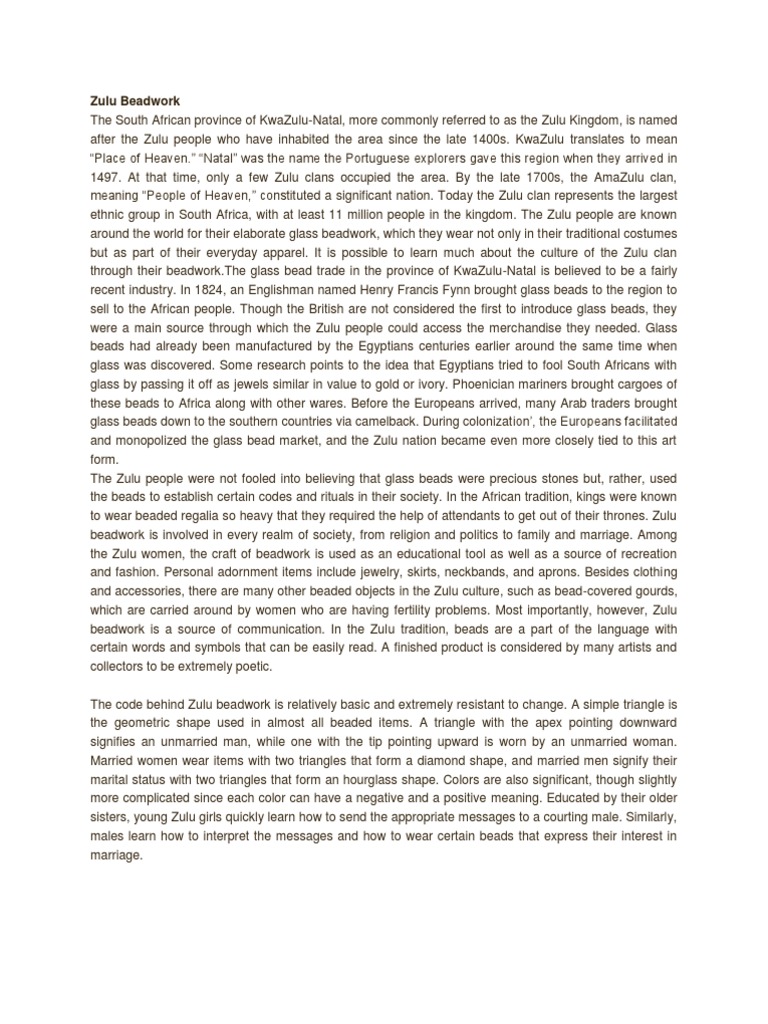 Zulu Beadwork | PDF | Vision | Color