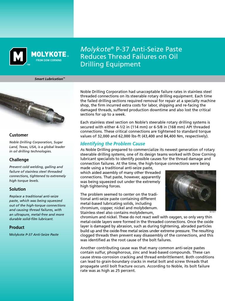 DowCorning Molykote P37 PDF Stainless Steel Steel
