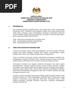 Kertas Kerja Sambutan Hari Kesihatan Sedunia Pdf