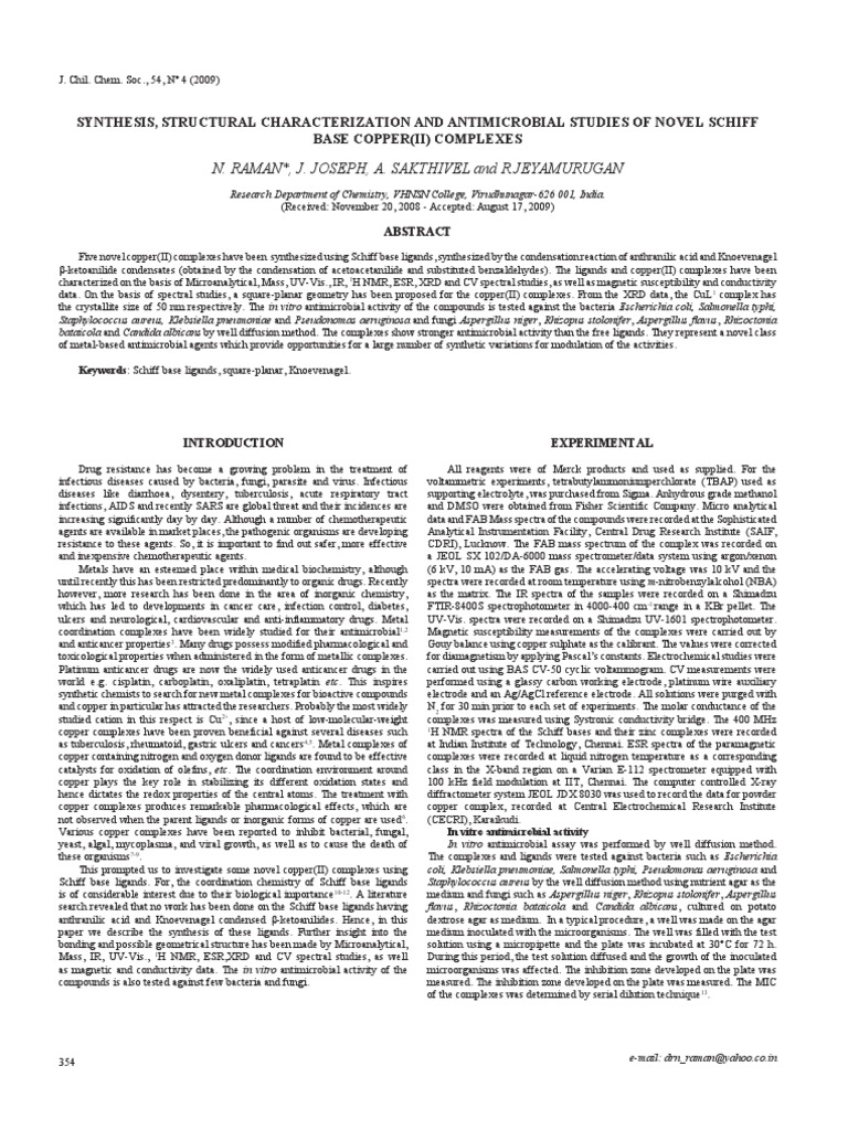 Synthesis, Structural Characterization and Antimicrobial Studies | PDF ...