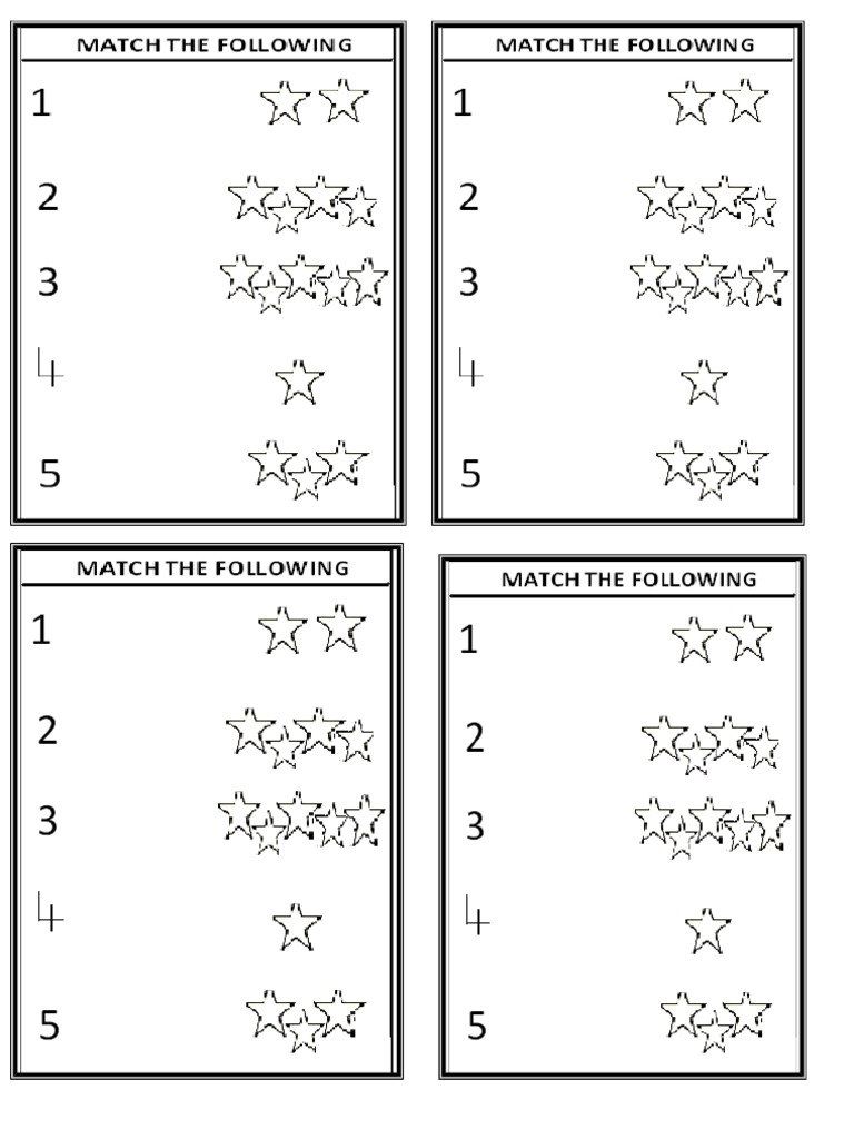 Kindergarten Maths worksheets 3- Match the following