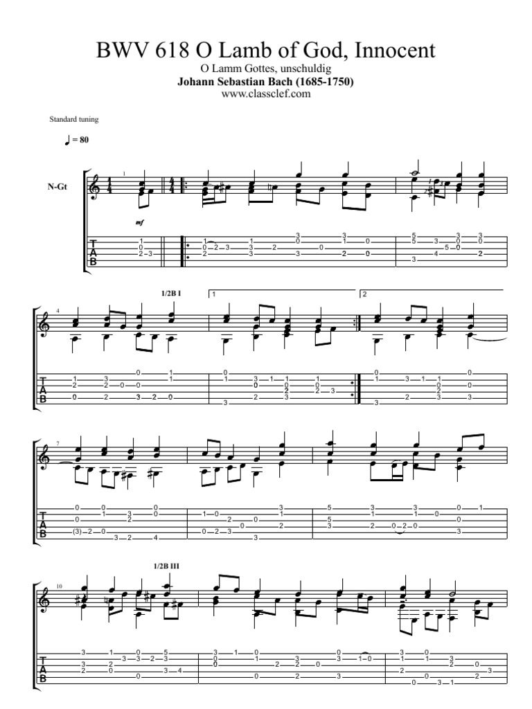 BWV 618 O Lamb of God Innocent by Johann Sebastian Bach | PDF