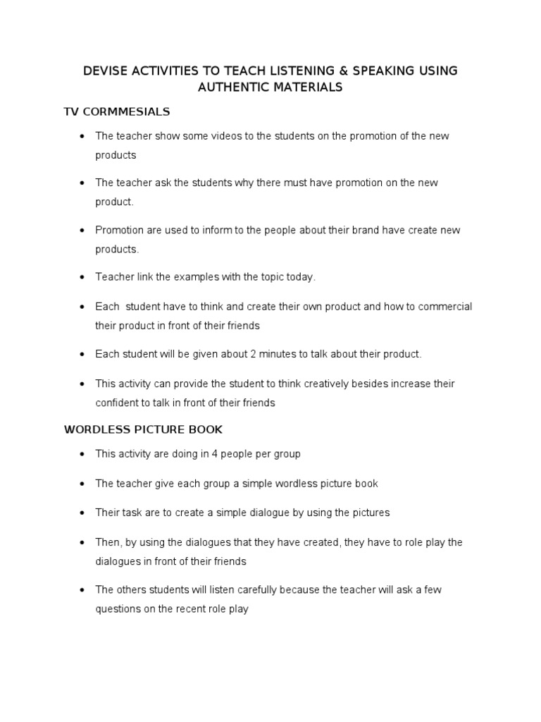 Teach Listening & Speaking with Ads | PDF