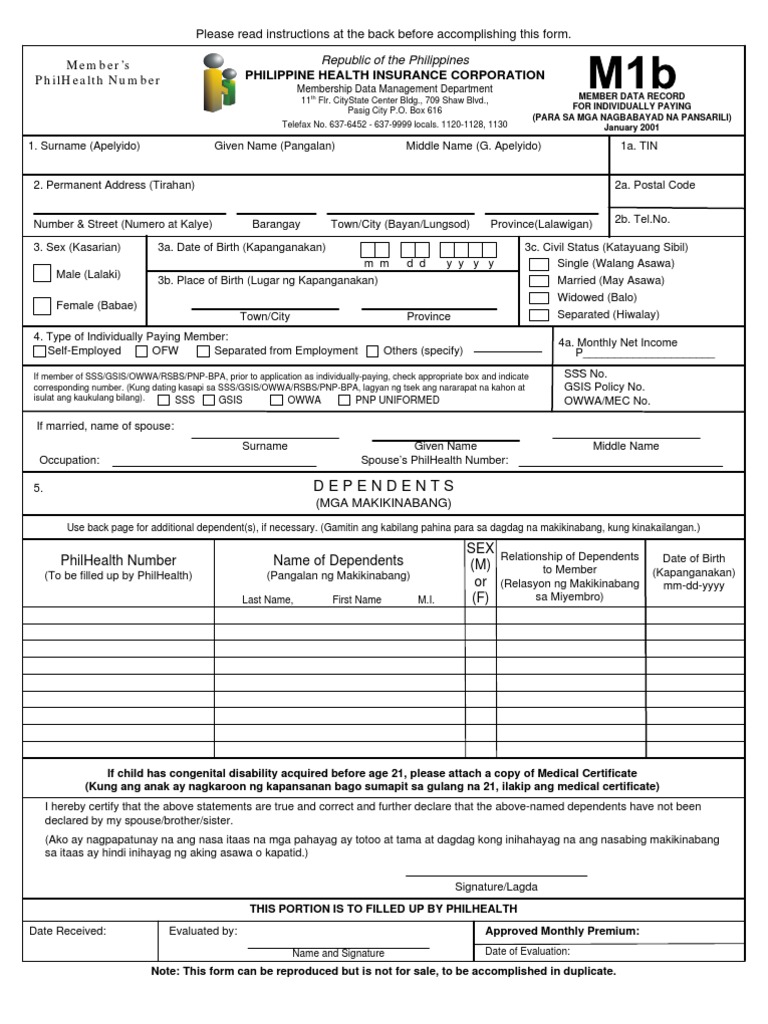 PhilHealth Member Data Record Form | PDF