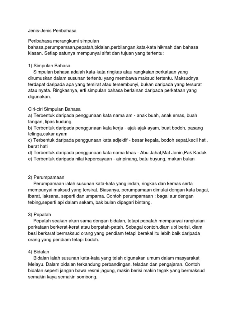 Jenis Peribahasa