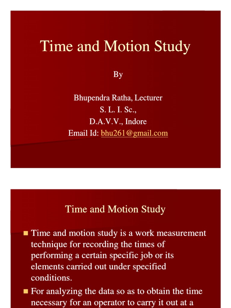 Time and Motion Study | PDF