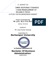 Berhampur University: The Customer Response Towards Supply Chain Managament at Reliance Fresh