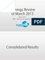 Earnings Review of March 2013: May 9, 2013 7860 Avex Group Holdings Inc