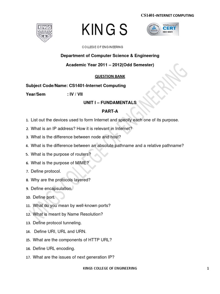 CS1401 INTERNET COMPUTING NOTES PDF