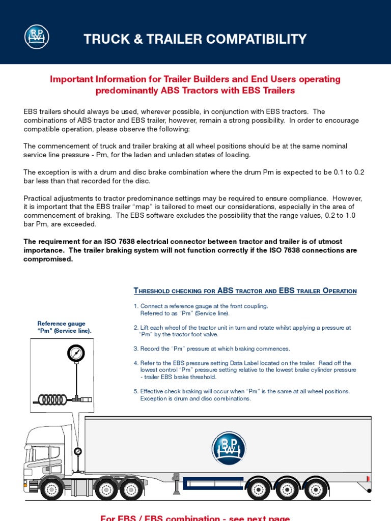Truck and Trailer Compatibility With Ebs Trailers PDF Brake