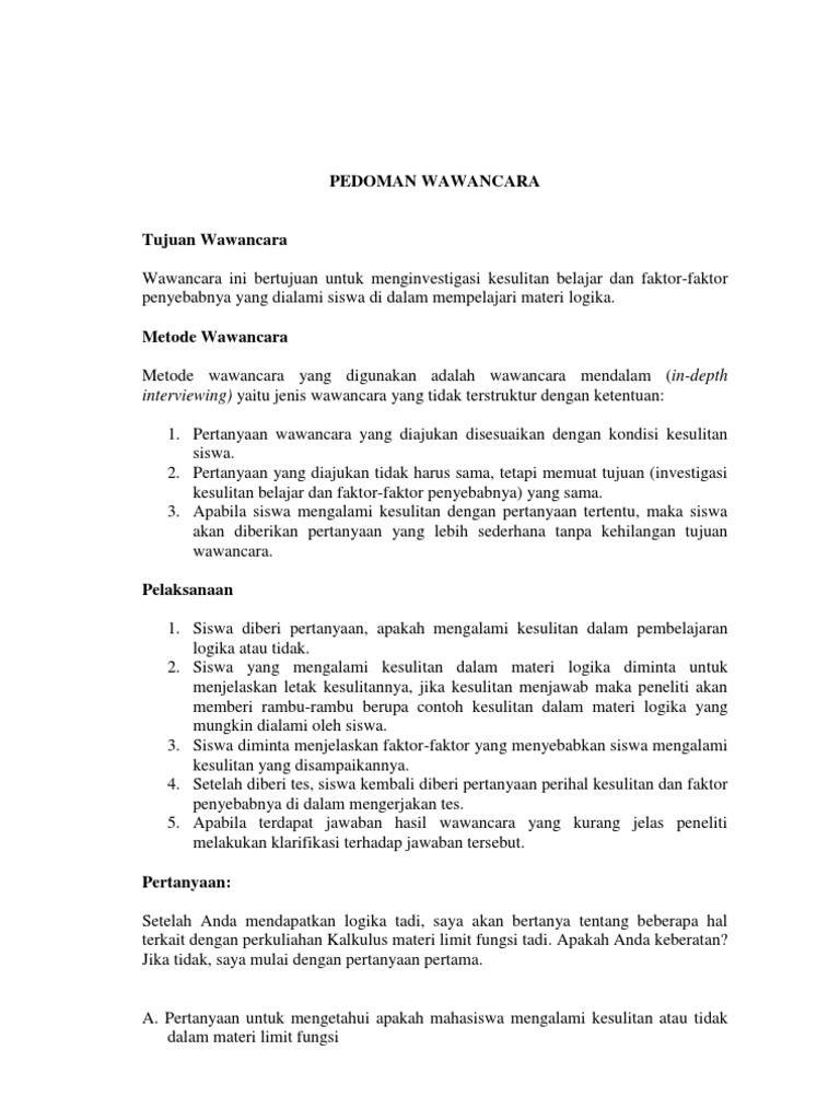 1 Pedoman Wawancara Pdf - Riset