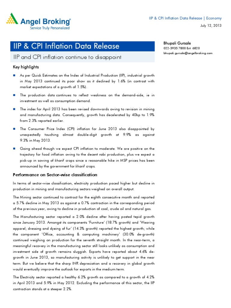 IIP CPI Data Release PDF Consumer Price Index Inflation