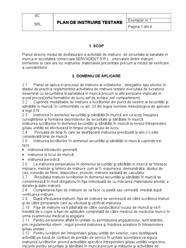 Plan de Instruire SSM | PDF