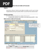 FB65 - Entrar nota de crédito de fornecedor