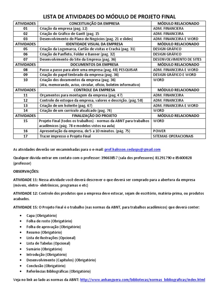 Lista de Atividades PDF | PDF