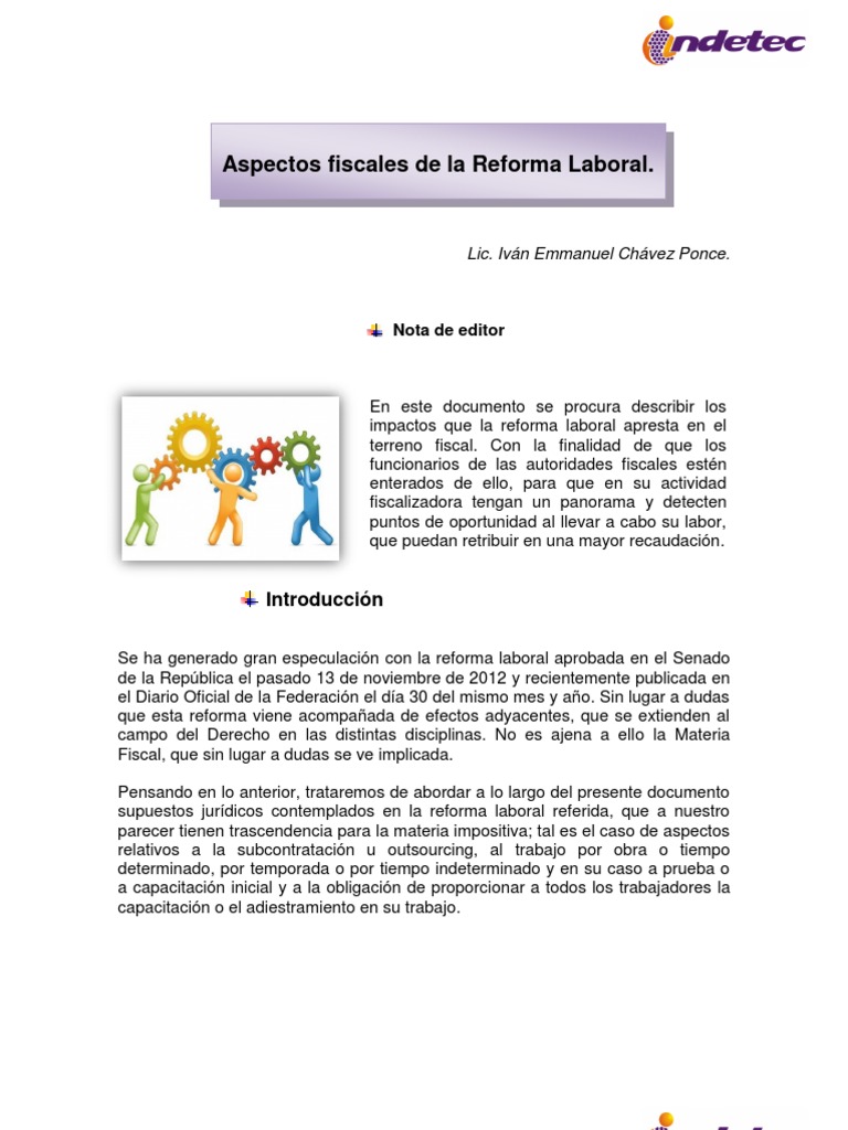 Efectos Fiscales de La Reforma Laboral | PDF | Outsourcing | Derecho ...