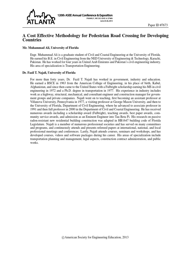 ASEE Paper Ali 031613 Fianl Submission PDF Pedestrian Crossing