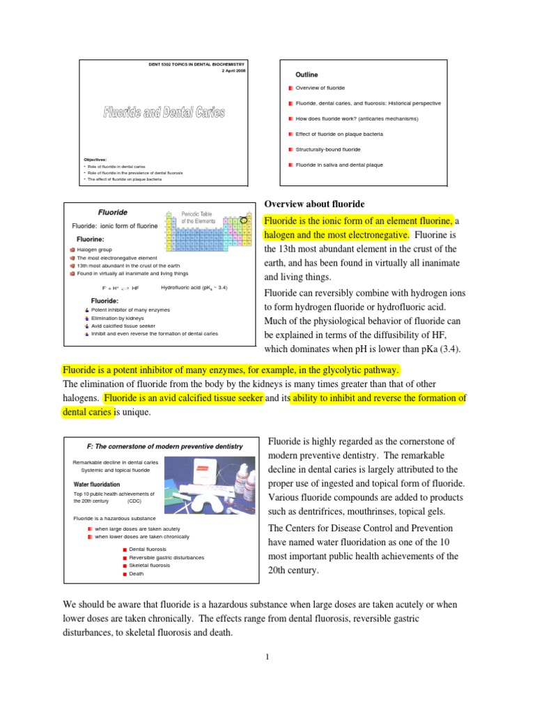 Fluoride's Role in Dental Health and Fluorosis | PDF | Tooth Enamel ...