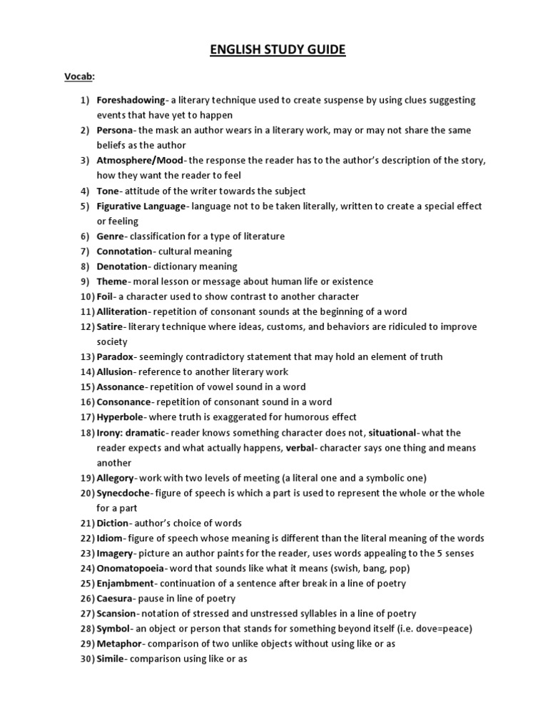 Key Literary Terms Study Guide | PDF | Classics