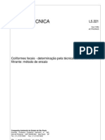 L5221 - Coliformes fecais – Determinação pela técnica de membrana filtrante - Método de ensaio