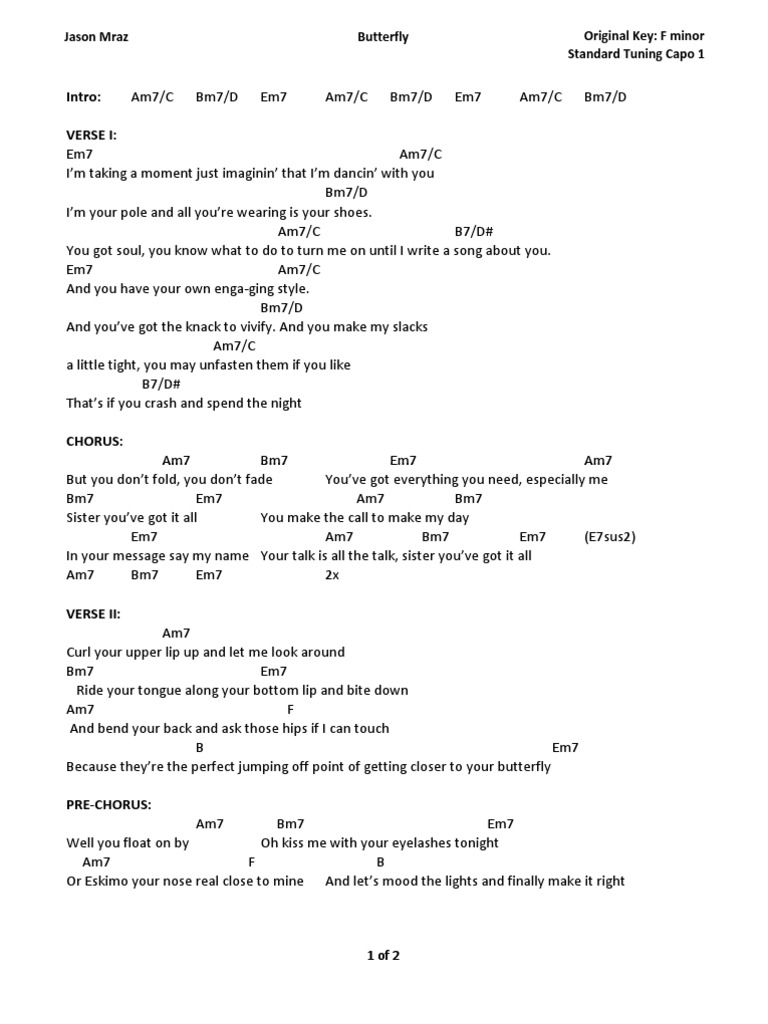 Butterfly by Jason Mraz Pop Songs Vocal Music Free 30day Trial