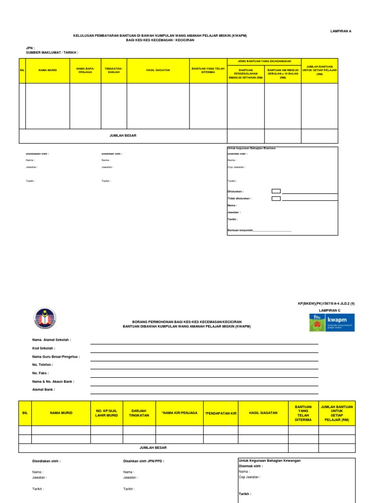 Borang Kwamp Kecemasan  Lampiran c
