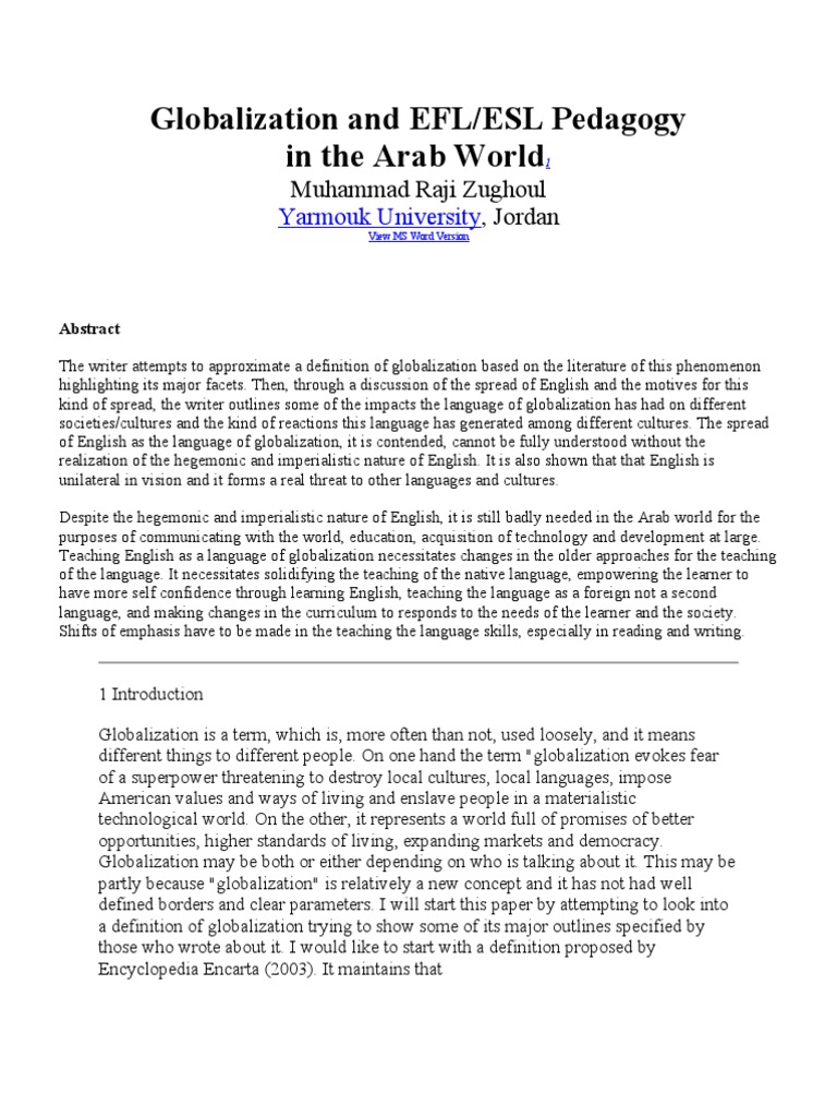 Globalisation & efl esl pedagogy in the arab world [yarmouk u, j ... Altan webdoc