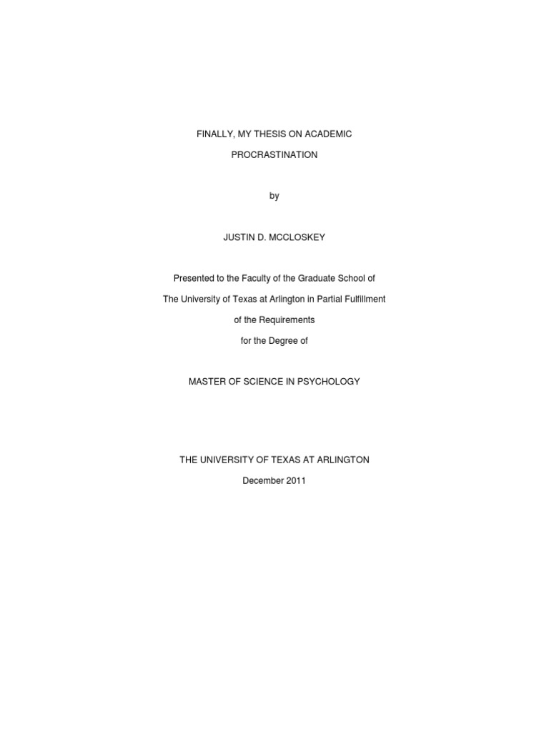 Academic Procrastination 1 | PDF | Procrastination | Professional Skills