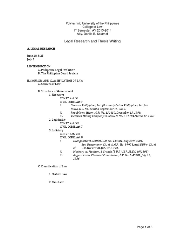 research outline in legal writing
