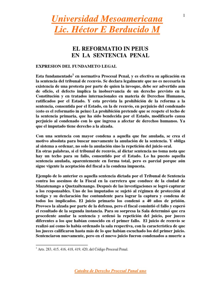 Reformatio in Peius en Sentencias Penales | PDF | Ley procesal ...