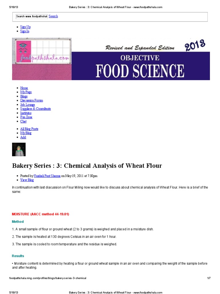 Chemical Analysis of Wheat Flour | PDF | Flour | Gluten